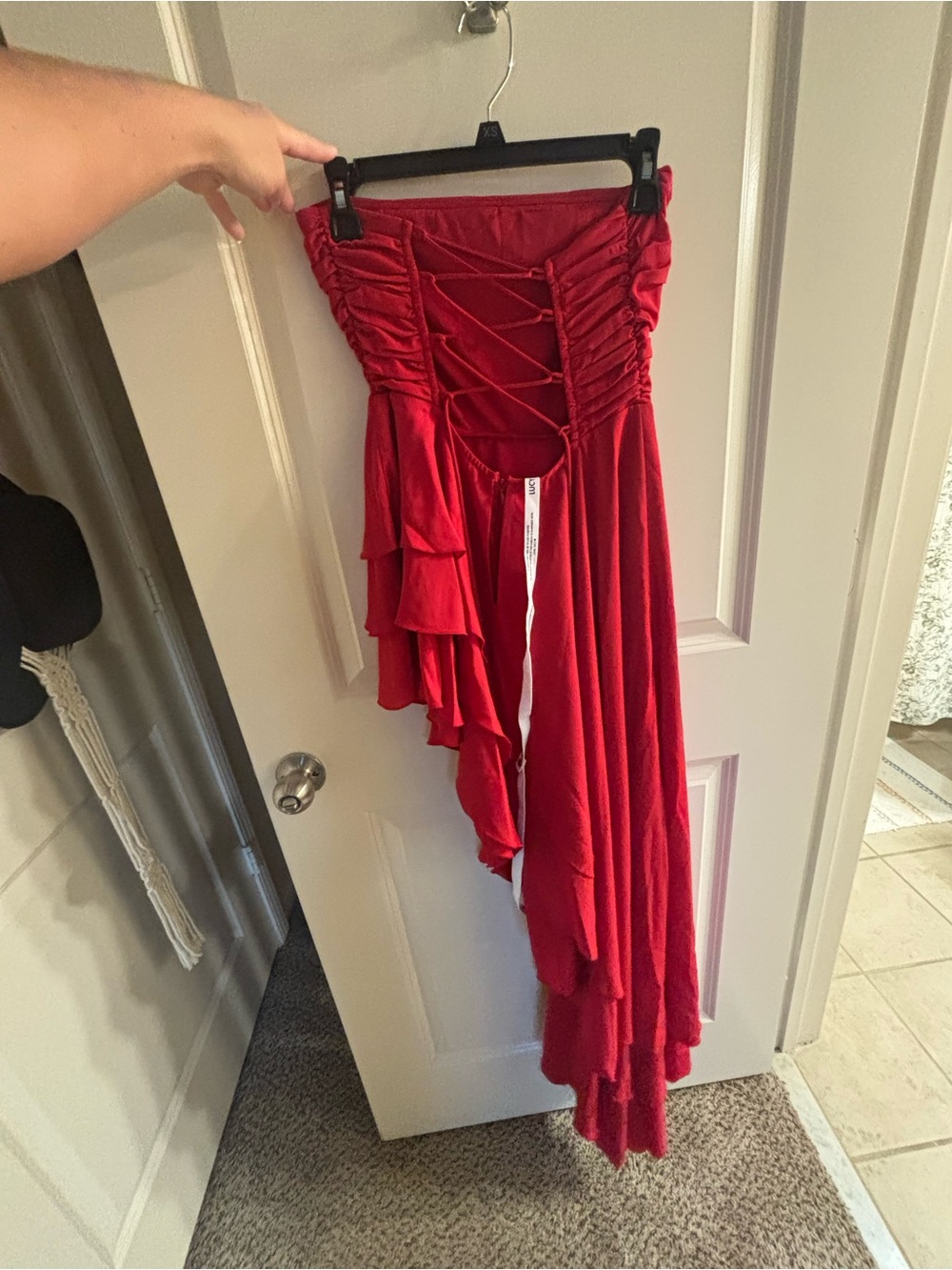 Lucy in the Sky Strapless Red High-Low Ruffle Dress - Picture 4 of 5